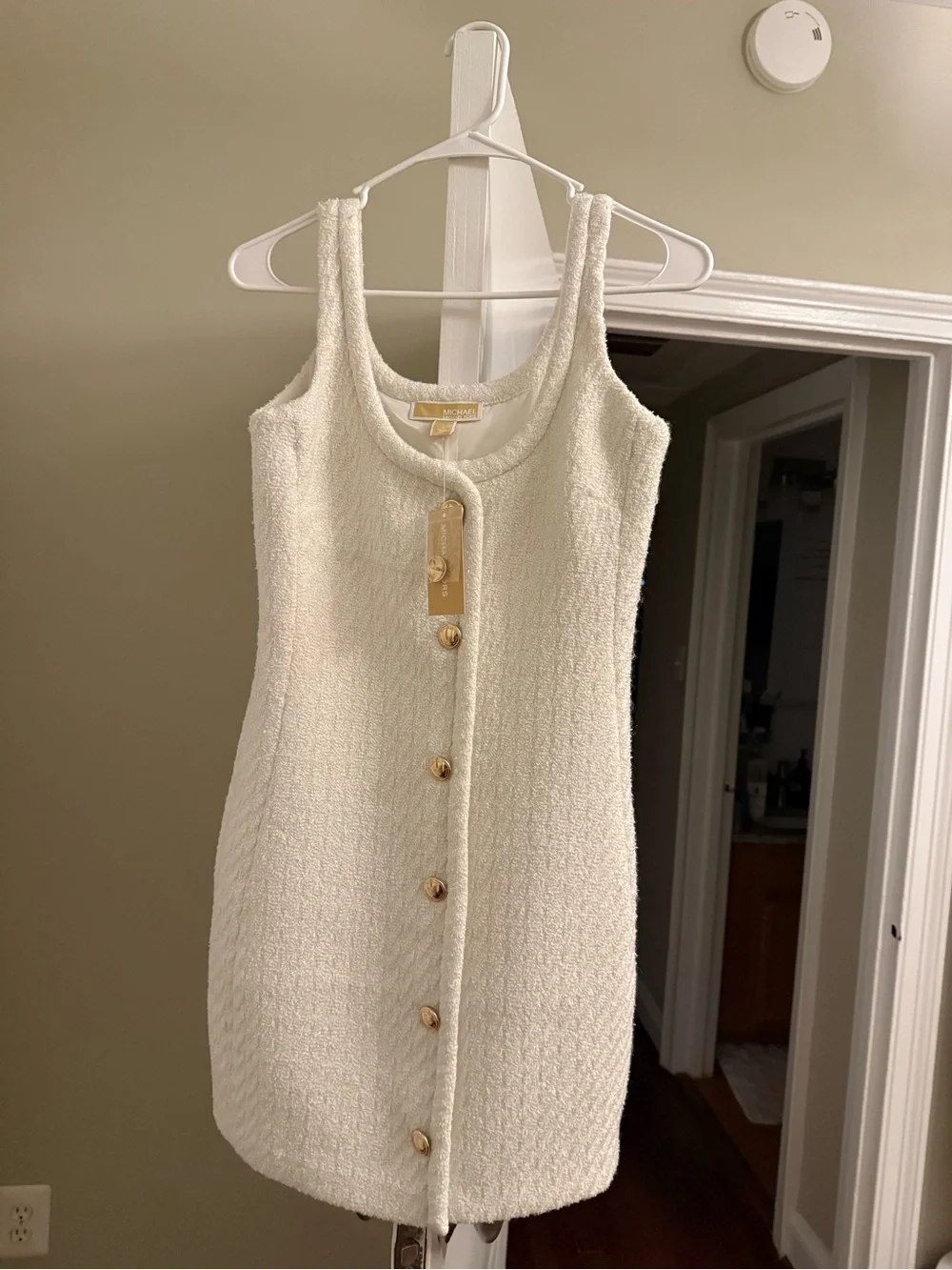 Michael Kors Cream Tweed Sleeveless Button-Front Mini Dress and Jacket